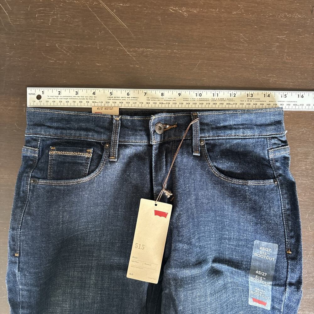 New Levi's 515 Jeans Womens 4 Short 27 Stretch Mid Rise Boot Cut Dark Wash Y2k - Picture 15 of 15